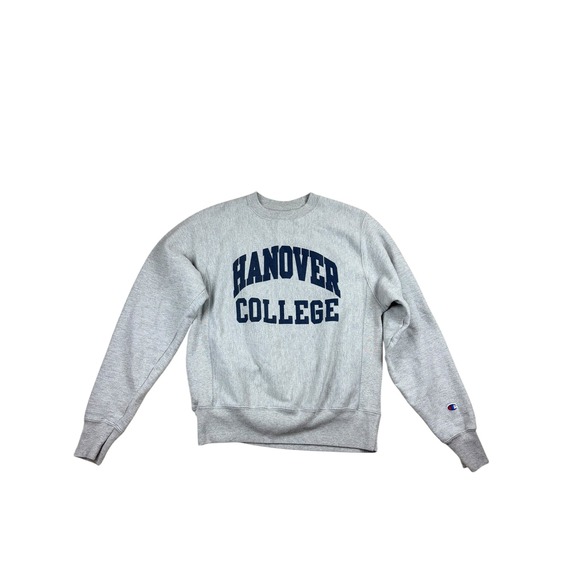 Champion Tops - Champion Reverse Weave Hanover College Sweatshirt Gray Crewneck Small